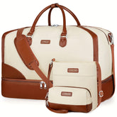 Elegant 3-Piece Oxford Cloth Travel Duffel Set for Women and Men with Wet Shoe Compartment, Quilted Weekender Carry On Tote Bag with Toiletry Pouch - Water Resistant, Easy Maintenance - MyEmpired