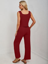 Square Neck Tank and Wide Leg Pants Set - MyEmpired