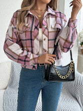 Plaid Button Up Long Sleeve Jacket - MyEmpired
