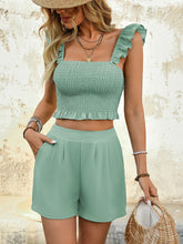 Smocked Cropped Cami and Shorts Set - MyEmpired