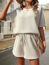 Waffle-Knit Half Sleeve Top and Shorts Set - MyEmpired