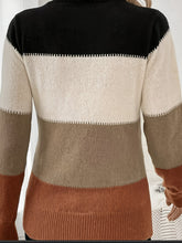 Color Block Mock Neck Pullover Sweater, Casual Long Sleeve Simple Sweater, Women&