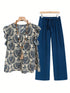 Printed Ruffled Cap Sleeve Top and Pants Set - MyEmpired
