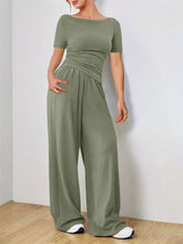 Round Neck Short Sleeve T-Shirt and Pants Set - MyEmpired