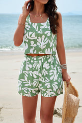 Devine Printed Cropped Tank and Shorts Set - MyEmpired