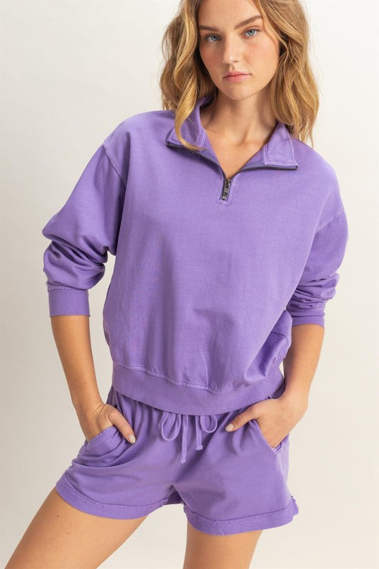 HYFVE Quarter Zip Drop Shoulder Sweatshirt - MyEmpired