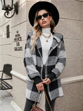 Plaid Long Sleeve Hooded Coat - MyEmpired