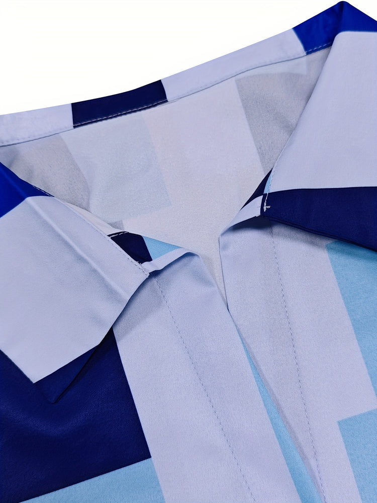Color Block Button Front Shirt - MyEmpired