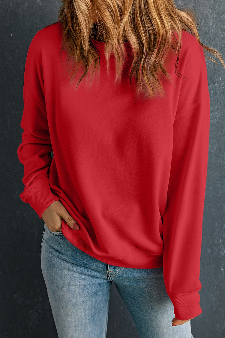 Round Neck Dropped Shoulder Sweatshirt - MyEmpired