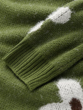 Floral Pattern Crew Neck Sweater, Casual Long Sleeve Sweater For Fall & Winter, Women&