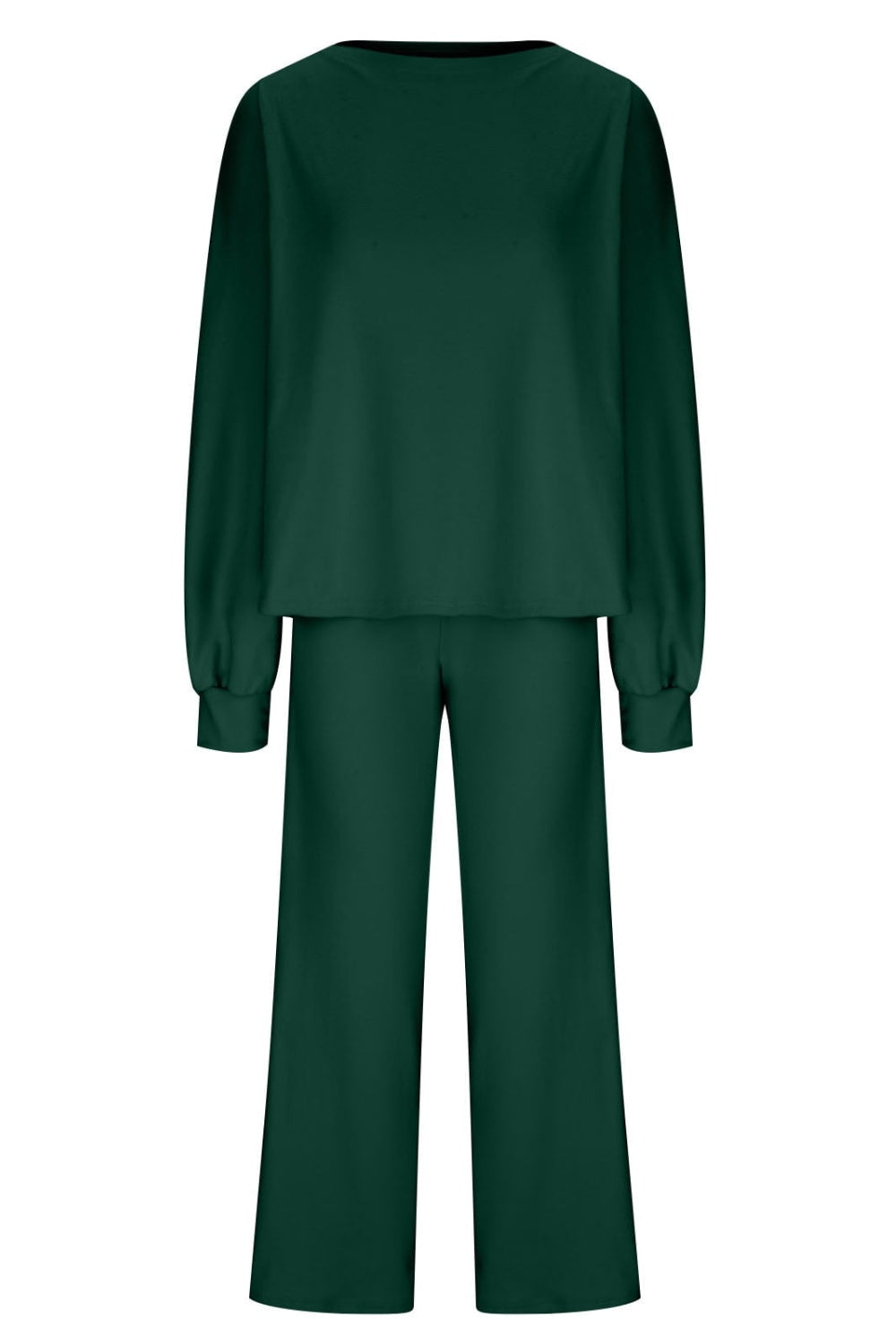 Round Neck Long Sleeve Top and Pants Set - MyEmpired