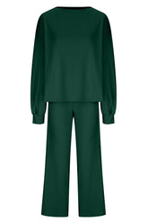 Round Neck Long Sleeve Top and Pants Set - MyEmpired
