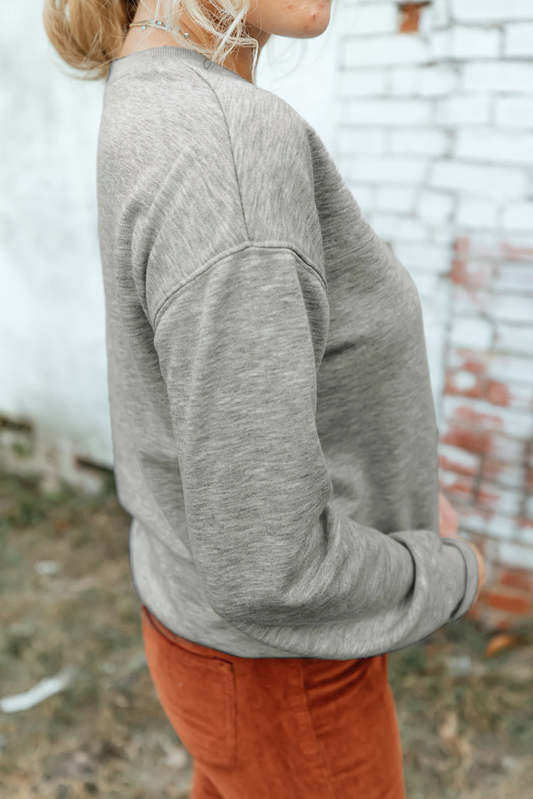 Round Neck Dropped Shoulder Sweatshirt - MyEmpired