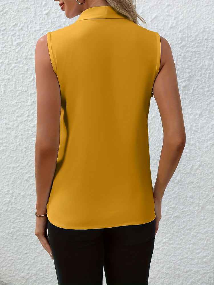 Chic V-neck Blouse, Elegant Sleeveless - MyEmpired