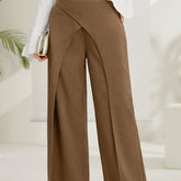 Solid Wide Leg Layered Pants, Elegant High Waist Loose Pants For Spring & Summer, Women&
