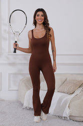Scoop Neck Wide Strap Active Jumpsuit - MyEmpired