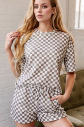 Checkered Round Neck Top and Shorts Set - MyEmpired