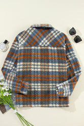 Plaid Collared Neck Jacket with Chest Pockets - MyEmpired