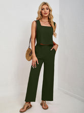 Square Neck Tank and Wide Leg Pants Set - MyEmpired