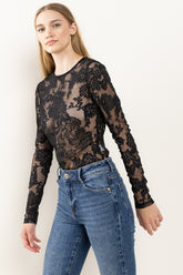 Ces Femme Floral Lace Mesh Bodysuit - MyEmpired