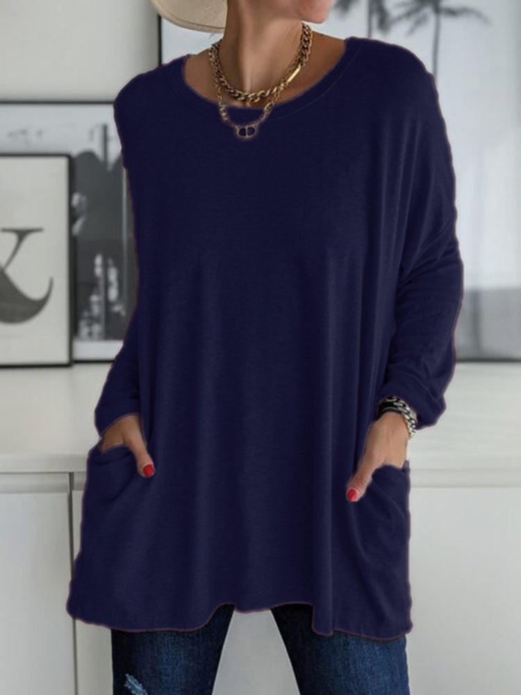 Full Size Round Neck Long Sleeve T-Shirt - MyEmpired