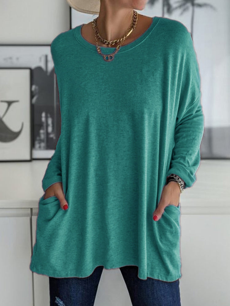 Full Size Round Neck Long Sleeve T-Shirt - MyEmpired