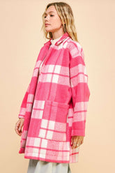 Davi & Dani Plaid Open Front Drop Shoulder Longline Coat - MyEmpired