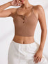 Ribbed Half Button Cropped Active Cami - MyEmpired