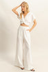 HYFVE Twisted Front Short Sleeve Top and Wide Leg Pants Set - MyEmpired