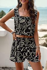 Devine Printed Cropped Tank and Shorts Set - MyEmpired