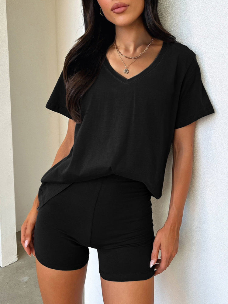 V-Neck T-Shirt and Shorts Set - MyEmpired