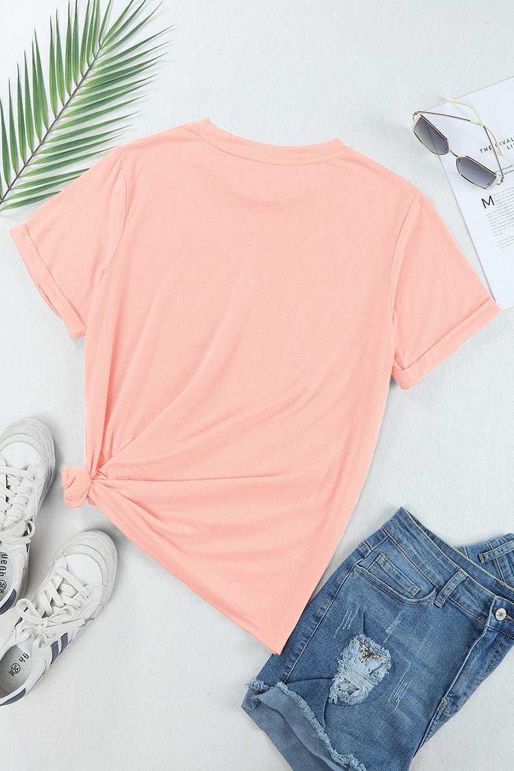 Sequin Bunny Round Neck Short Sleeve T-Shirt - MyEmpired