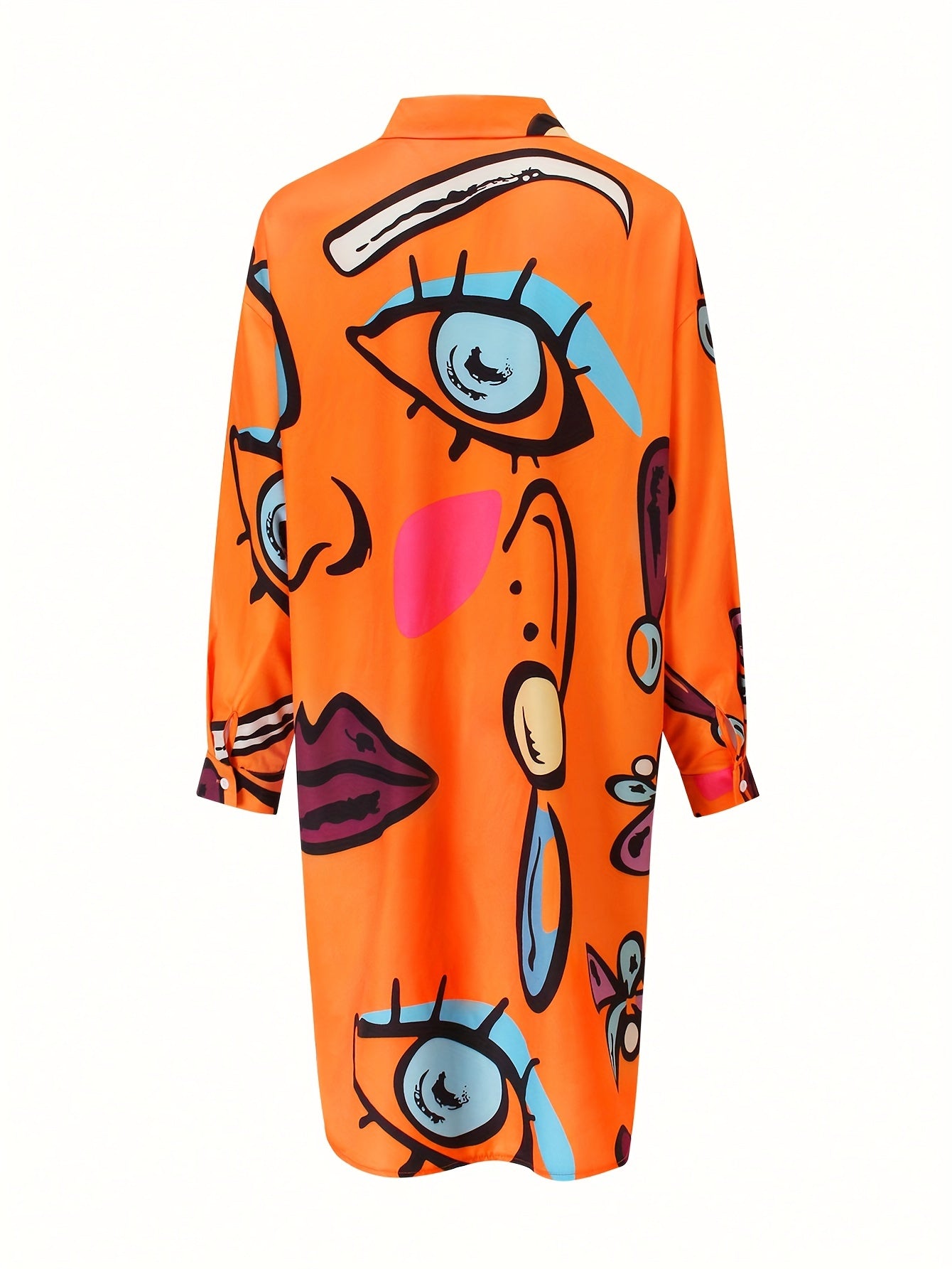 Abstract Print Button Front Shirt Dress - MyEmpired