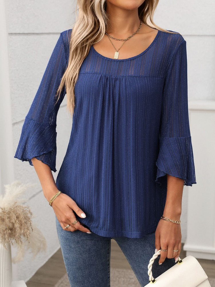 Round Neck Three-Quarter Sleeve Top - MyEmpired