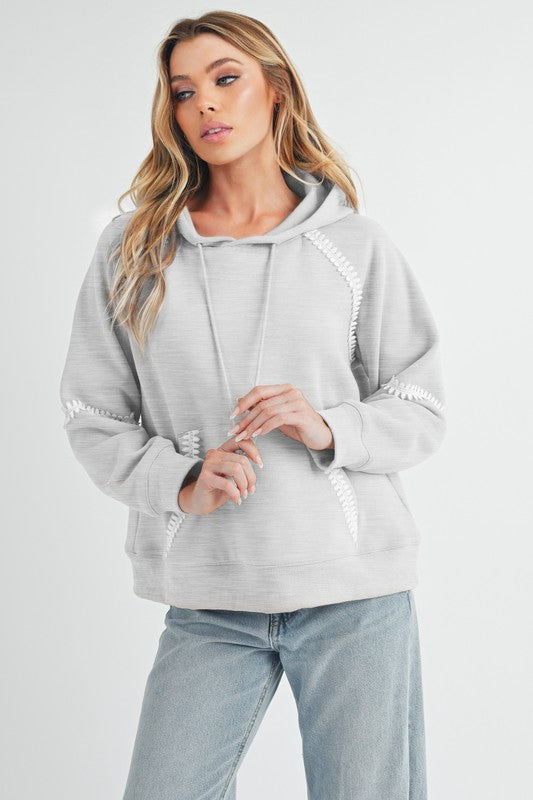 Aemi + Co Lace Detail Drawstring Hoodie with Kangaroo Pocket - MyEmpired