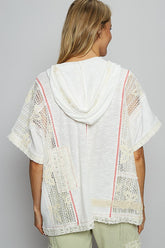 POL Lace Patchwork Half Sleeve Hooded Top - MyEmpired