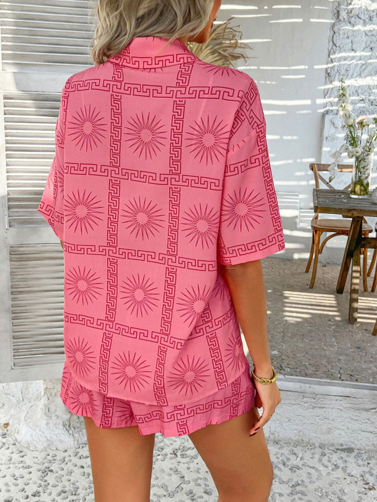 Devine Printed Button Down Shirt and Shorts Set - MyEmpired