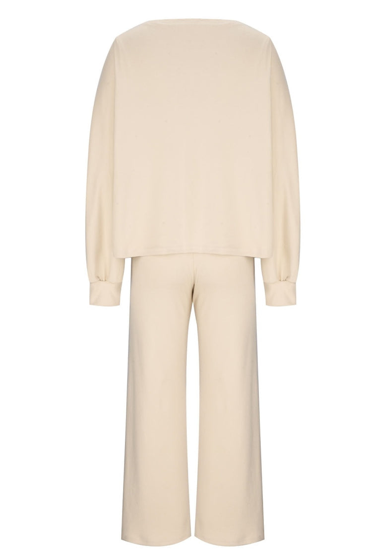 Round Neck Long Sleeve Top and Pants Set - MyEmpired