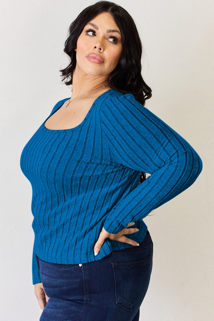 Basic Bae Full Size Ribbed Long Sleeve T-Shirt - MyEmpired