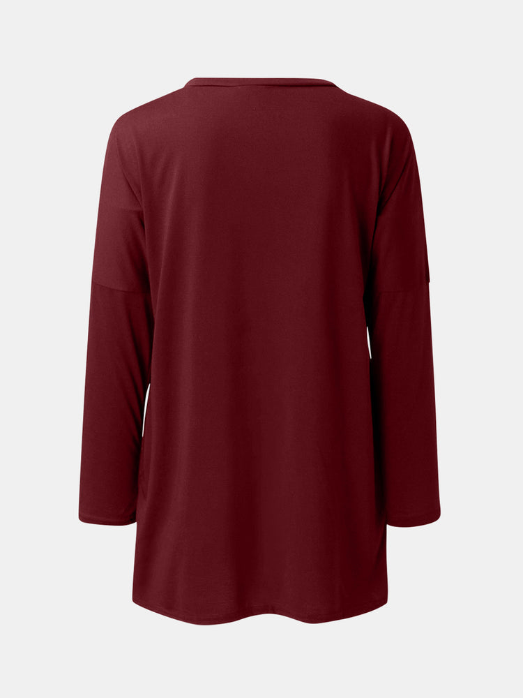 Full Size Round Neck Long Sleeve T-Shirt - MyEmpired