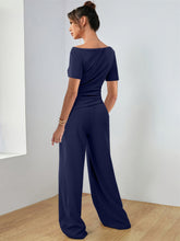 Round Neck Short Sleeve T-Shirt and Pants Set - MyEmpired