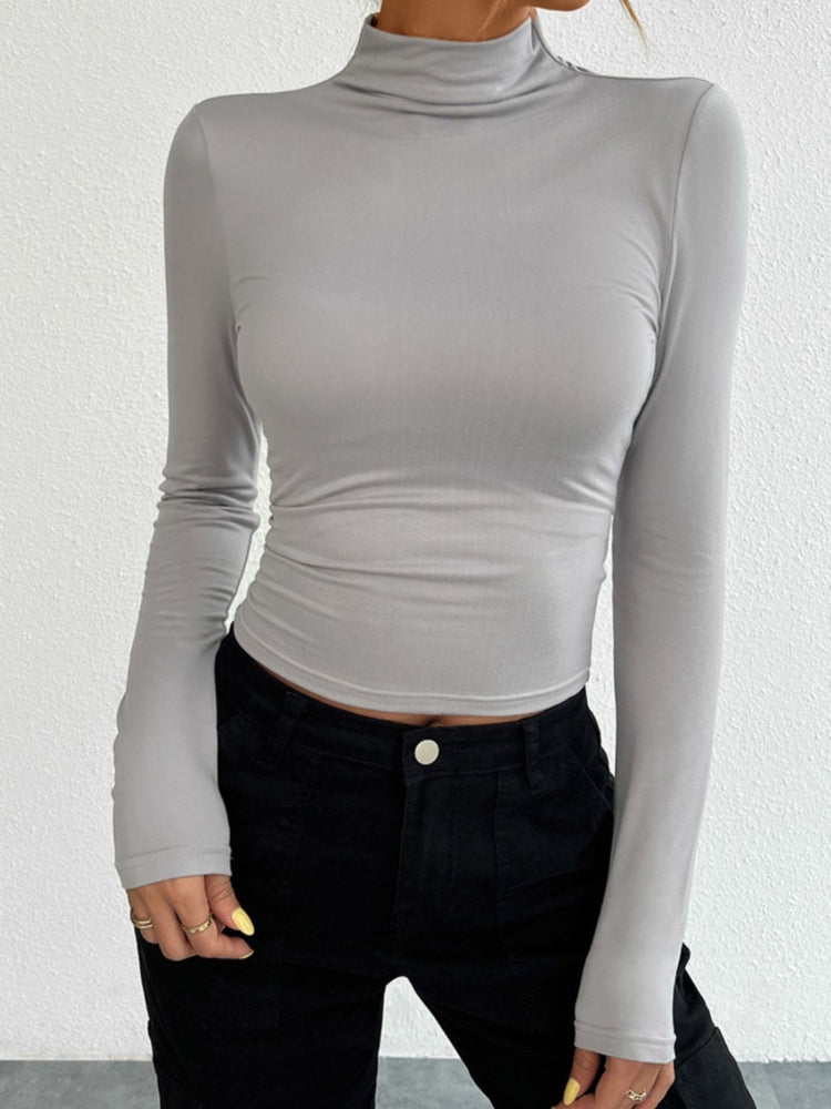 Devine Mock Neck Long Sleeve T-Shirt - MyEmpired
