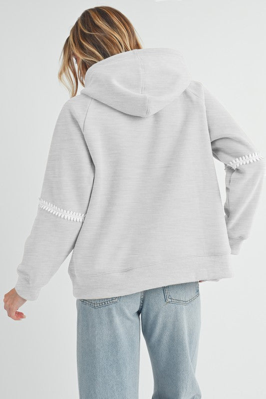 Aemi + Co Lace Detail Drawstring Hoodie with Kangaroo Pocket - MyEmpired