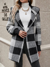 Plaid Long Sleeve Hooded Coat - MyEmpired