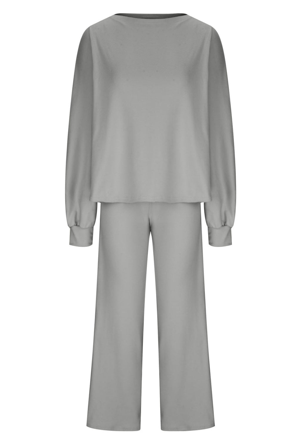 Round Neck Long Sleeve Top and Pants Set - MyEmpired