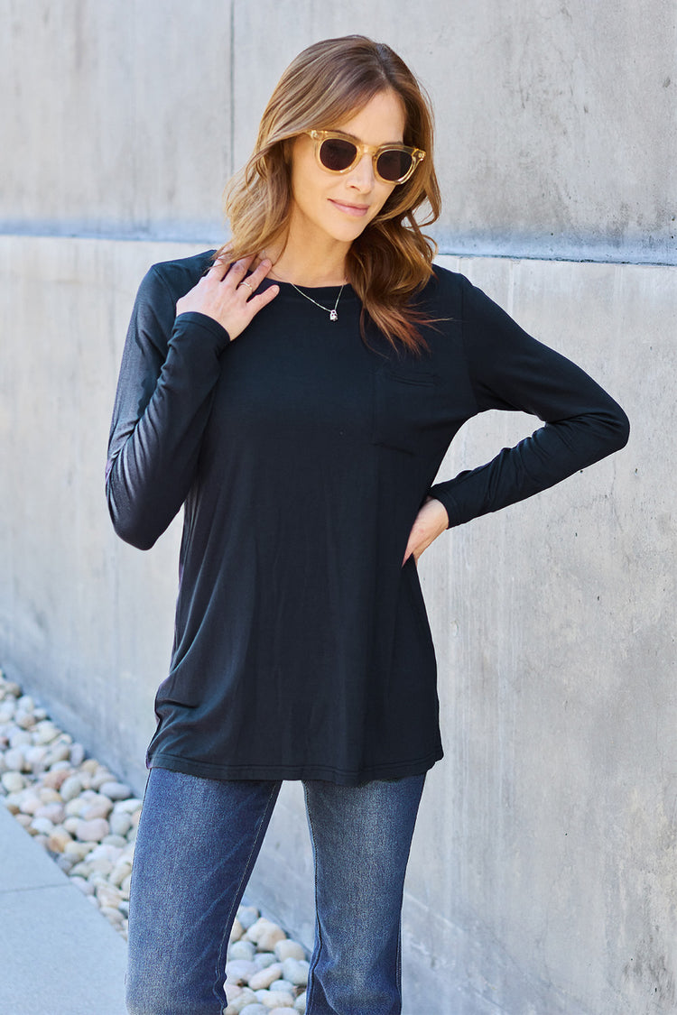 Basic Bae Full Size Round Neck Long Sleeve Top - MyEmpired