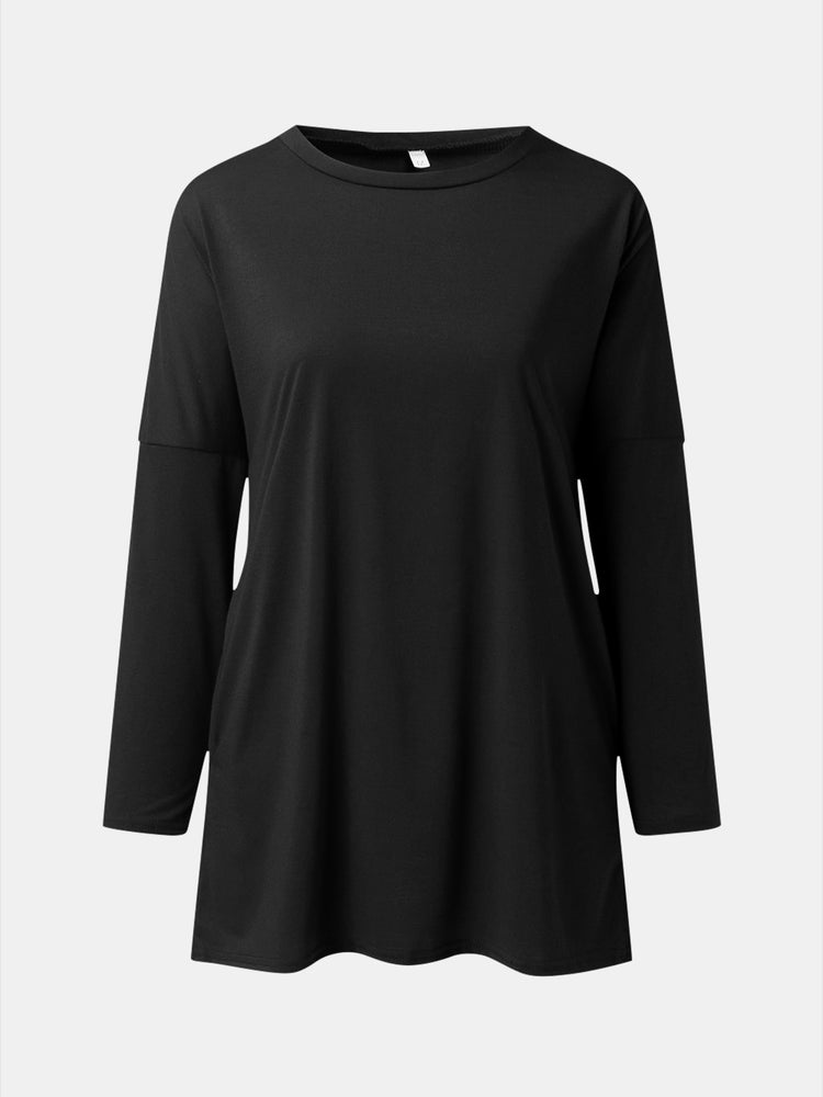 Full Size Round Neck Long Sleeve T-Shirt - MyEmpired