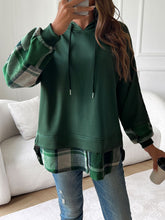 Devine Drawstring Plaid Long Sleeve Hoodie - MyEmpired