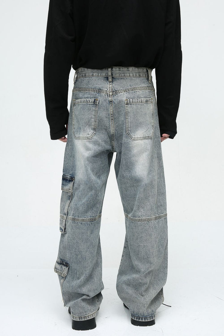 Wide Leg Jeans with Cargo Pockets - MyEmpired