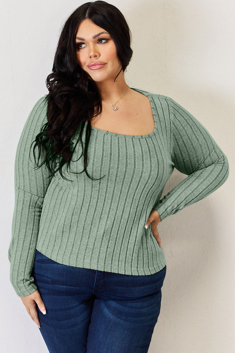 Basic Bae Full Size Ribbed Long Sleeve T-Shirt - MyEmpired